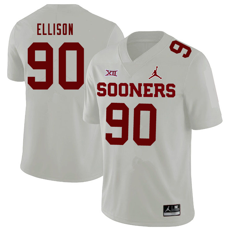 Jordan Brand Men #90 Josh Ellison Oklahoma Sooners College Football Jerseys Sale-White